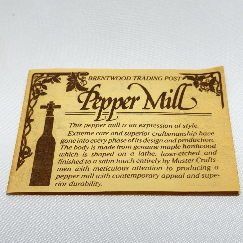 Vintage 1975 Brentwood Trading Post Pepper Mill Original Wood Box MCM‎ Vibe - Picture 7 of 9